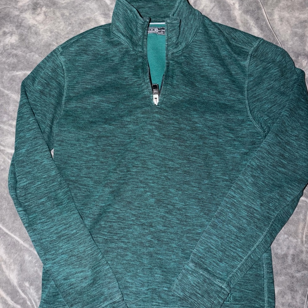 Ike Behar quarter zip green pullover sweater jacket small